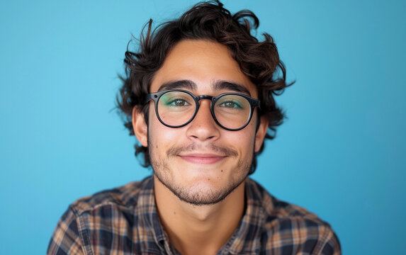 Multiracial Man in Plaid Shirt and Glasses