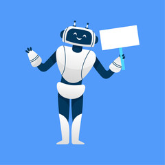 Cartoon cute robot, on a blue background	