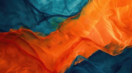 Abstract colorful wallpaper. Dark orange and light cyan texture background. Luxury fabrics