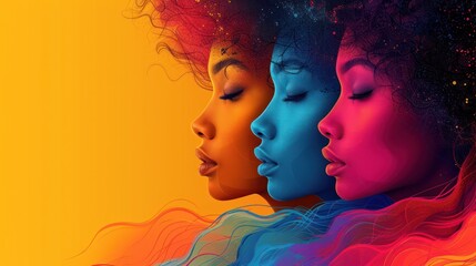 Vibrant Dual Profile Portraits with Abstract Elements