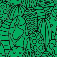 Easter doodle eggs seamless abstract cactus pattern for fabrics and wrapping paper and festive packaging