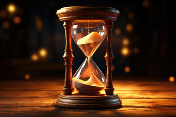 An hourglass with digital sand, representing the timeless nature of trust and reliability. Generative Ai.