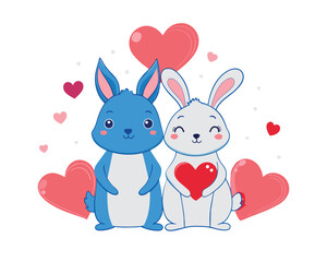 Obraz na płótnie Canvas couple bunnies love valentine's day illustration vector template