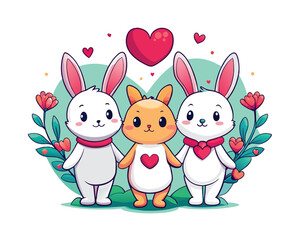 Obraz na płótnie Canvas bunnies family love illustration vector template