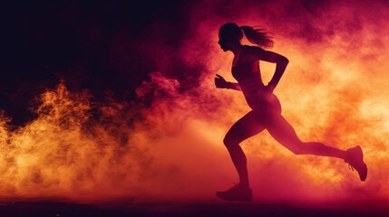 Running cardio hot scene, sport fire, generated with AI