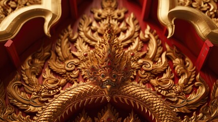 Thai style pattern on the wall in the temple, Thailand.