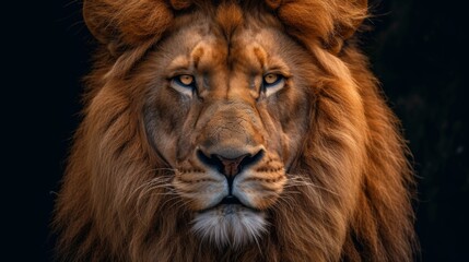 A photo portrait of a male lion, generated with AI
