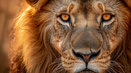 A photo portrait of a male lion, generated with AI