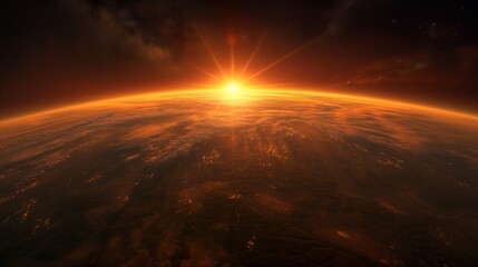 The Sun Rising Over the Horizon of the Earth - obrazy, fototapety, plakaty
