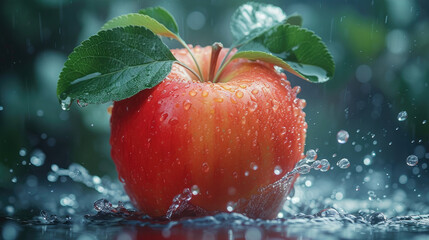 red apple with water drops - Powered by Adobe