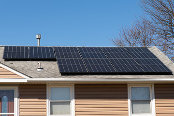 Fototapeta premium solar panels placed on the roof