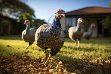 Obraz premium Grass avian farm birds nature poultry feather animals fowl white beak