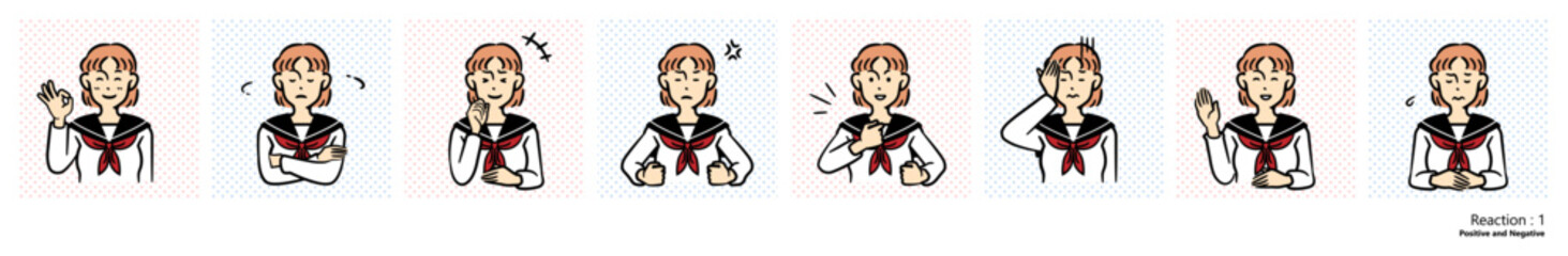 人物イラスト｜中学生（リアクション1）