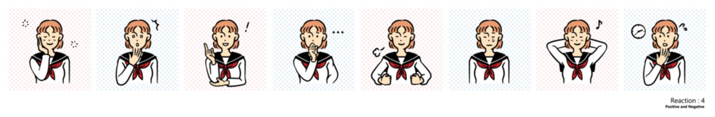 人物イラスト｜中学生（リアクション）