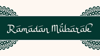 Ramadan Mubarak text with ornaments in the background. Great for poster introduction and use as a card for the celebration of Ramadan Mubarak celeation in Muslim community.