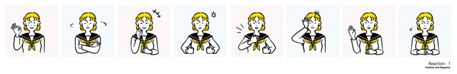 人物イラスト｜中学生（リアクション1）