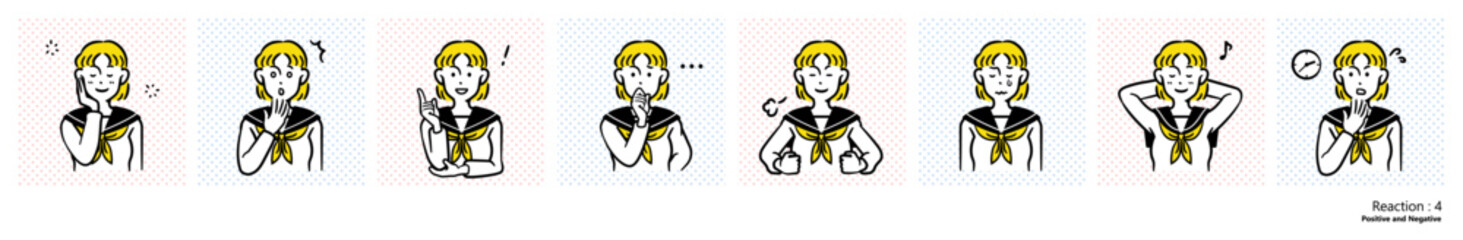 人物イラスト｜中学生（リアクション）