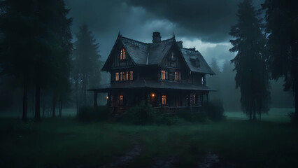 Mystical house in the forest
