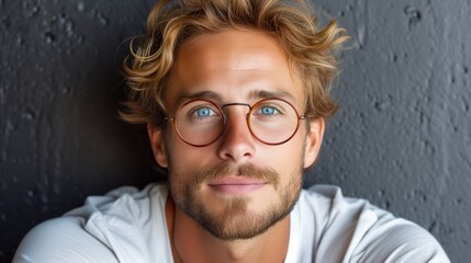 Close-Up Portrait of a Smiling Young Man With Glasses