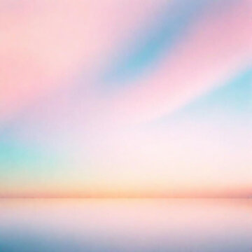 Paisaje de Amanecer, cielo en tonos rosa suave degradados  y un lago rosado que refleja el cielo matutino.