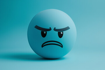 An angry blue emoji
