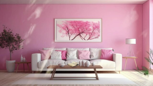 living room empty space with butterfly animation. seamless looping time-lapse virtual video animation background.seamless looping time-lapse virtual video animation background