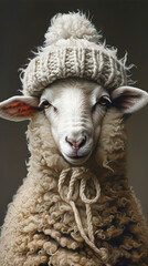 sheep with bobble hat