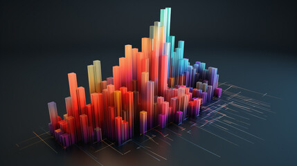 Bar graph, business, rendering, 3D model