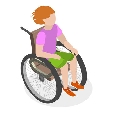 3D Isometric Flat Vector Illustration of Children With Cerebral Palsy, Support for Kids with Health Problems. Item 3