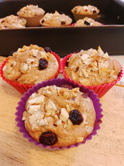 Cupcakes with nuts and dried grapes