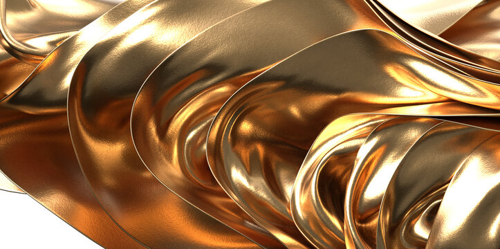 Lustrous Texture: Abstract 3D Gold Cloth Illustration for Rich and Glamorous Designs