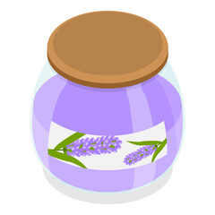 3D Isometric Flat Vector Set of Lavanders Products, Flowers and Cosmetics. Item 4