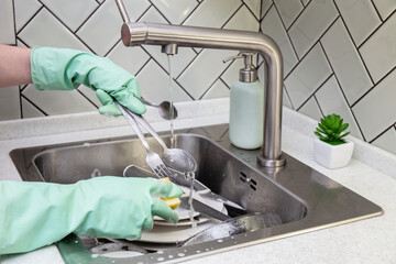 Washing Kitchen Utensils by Hand