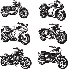 Motorbike Vector Illustration Set