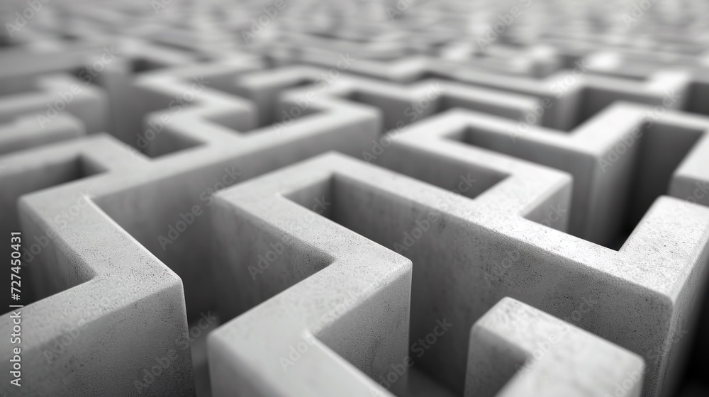 Poster a close up of a maze with many different shapes and sizes, ai
