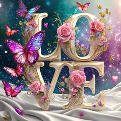 Fototapeta premium Butterfly Kisses and Floral Wishes