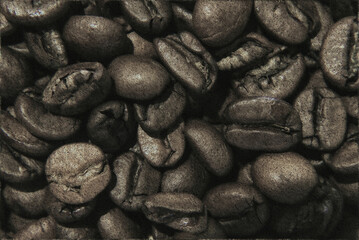 Coffee beans wallpaper illustration; dark but contrasty, appropriate for wallpaper, background or...