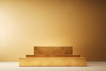 minimalistic background with golden podium in retro style with empty space around