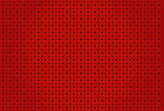 Red background with long lines and circles small square lines Arranged alternately according to various lengths Can be used during the Chinese New Year festival such as cards postcards fabric pattern