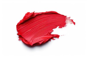 Abstract Red lipstick smear isolated on white background.