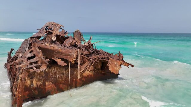Afrika - Kap Verde - Boa Vista &ndash; Strand &ndash; K&uuml;ste &ndash; Wellen -  Schiffswrack &ndash; Cabo Santa Maria