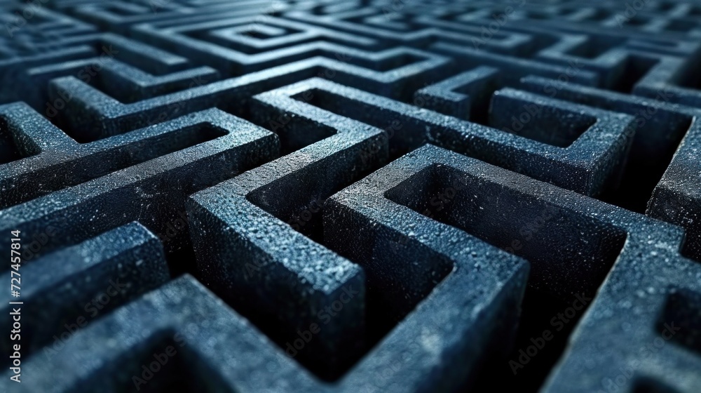 Poster a close up of a maze with many different shapes and sizes, ai
