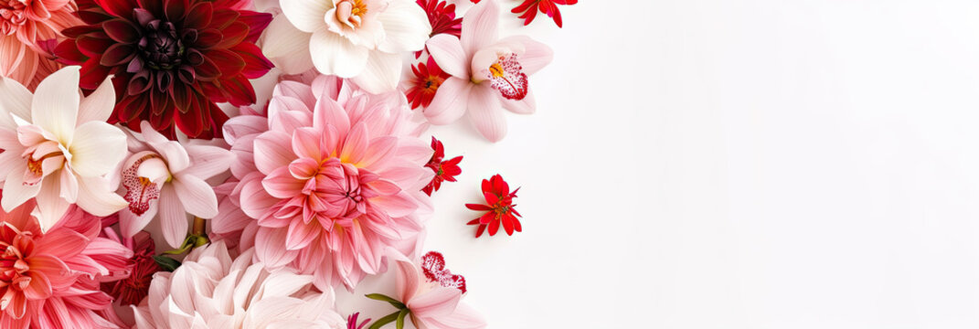red, pink and white flowers 
