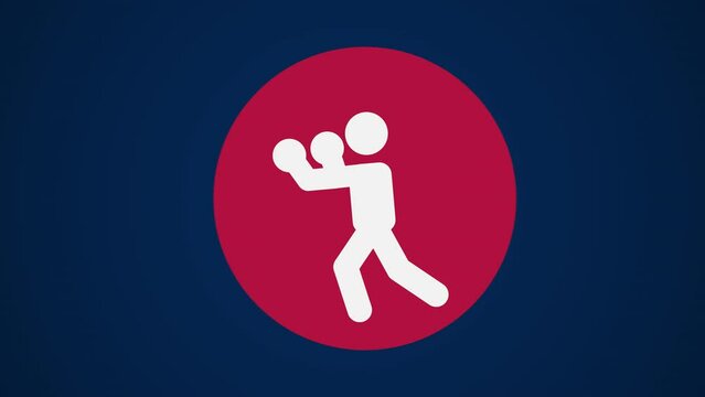 &nbsp;Pictograma de boxeo de lado derecho en fondo azul sin texto.