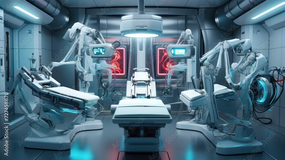 Poster advanced robotics in surgery solid color background