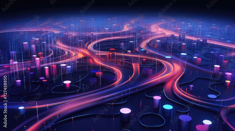 Poster ai powered traffic flow management solid color background