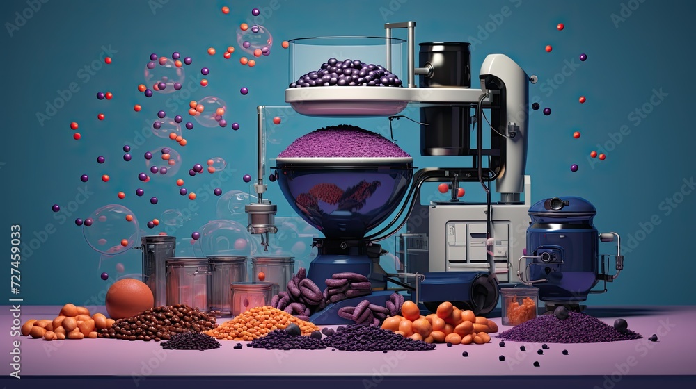 Poster automated ingredient blending solid color background