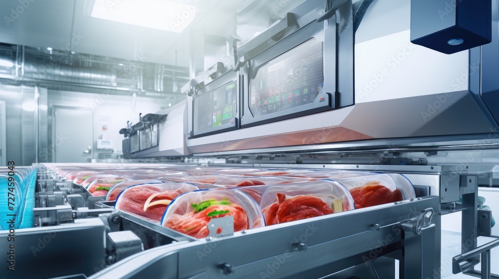 Poster automated meal production ensures consistent quality solid color background