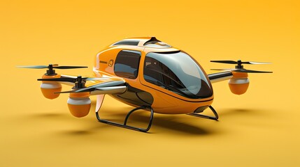 Autonomous flying taxis solid color background - obrazy, fototapety, plakaty