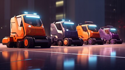 Autonomous street sweeping machines solid color background